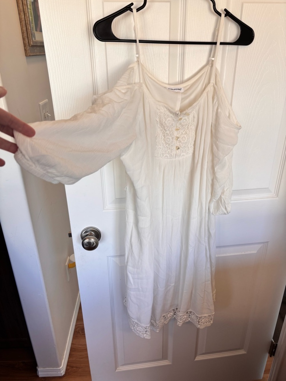Maurices White Cold-Shoulder Crochet Midi Dress
